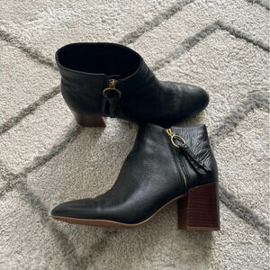 Franco Sarto Black Pebbled Leather Callahan Booties ankle boots heels 11